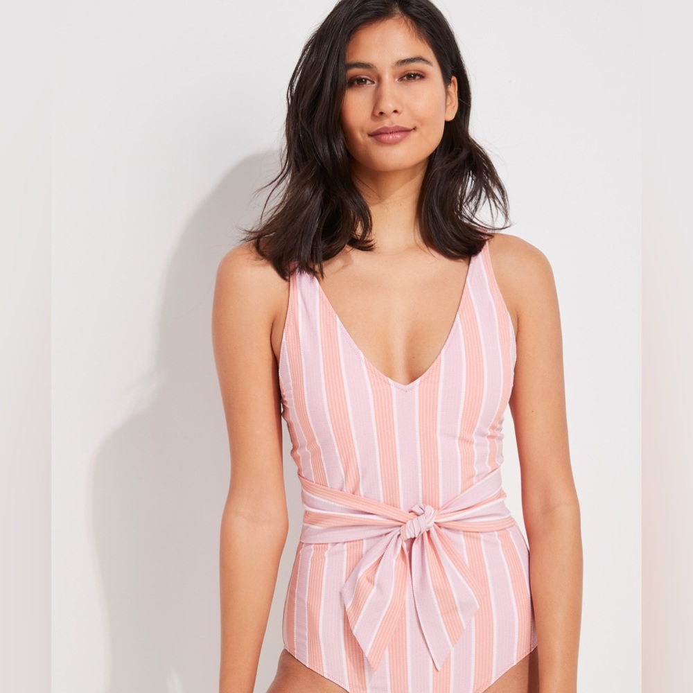 Vineyard Vines Villa Shimmer Tie-Front Bathing Suit (small) NWOT